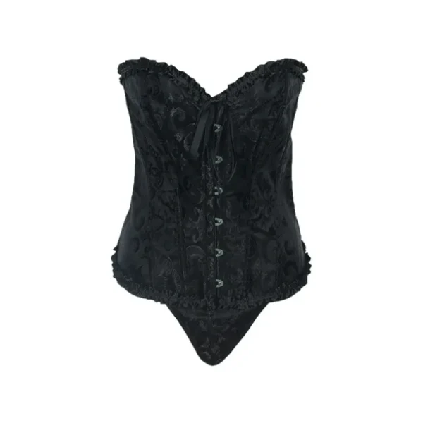 Frill Trim Lace-up Corset With Thong - Image 8