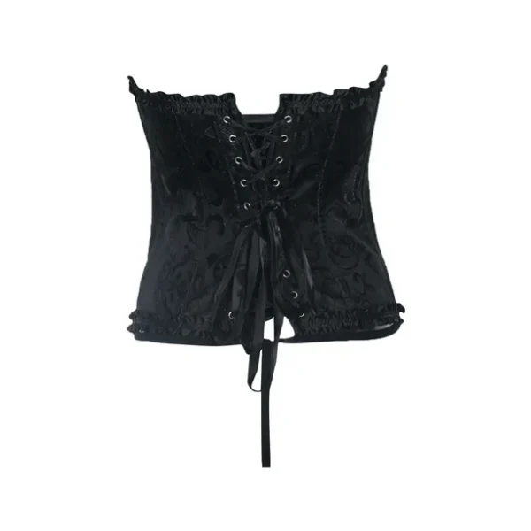 Frill Trim Lace-up Corset With Thong - Image 9