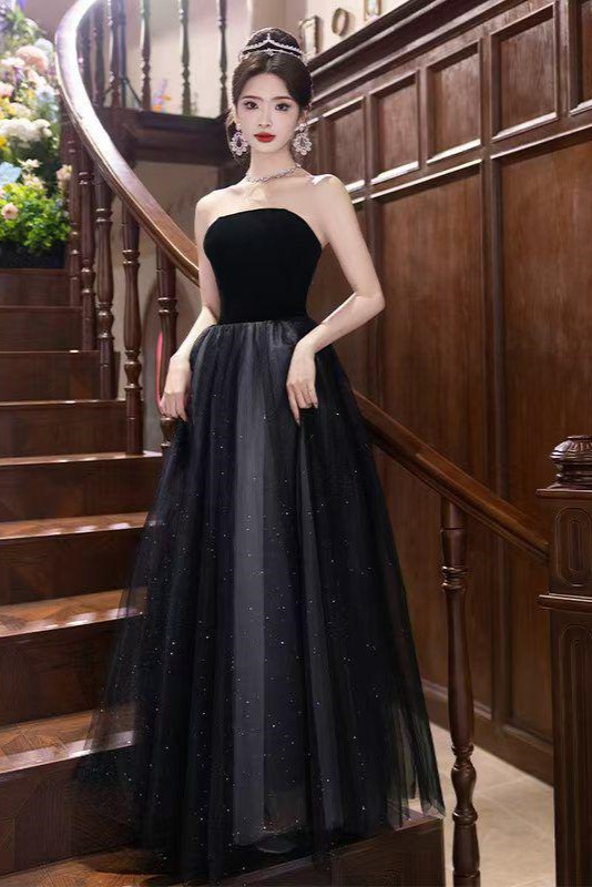 Strapless Black Gown Dress
