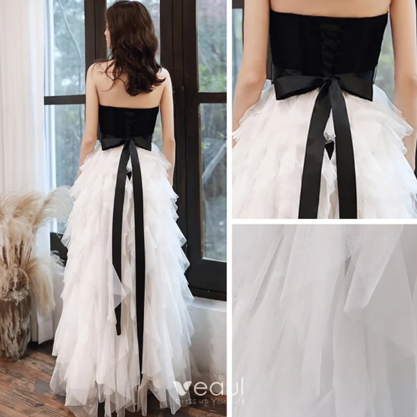 Princess Sweetheart Sleeveless Beading Sash Floor-Length / Long Cascading Ruffles Backless Formal Dresses - Image 7